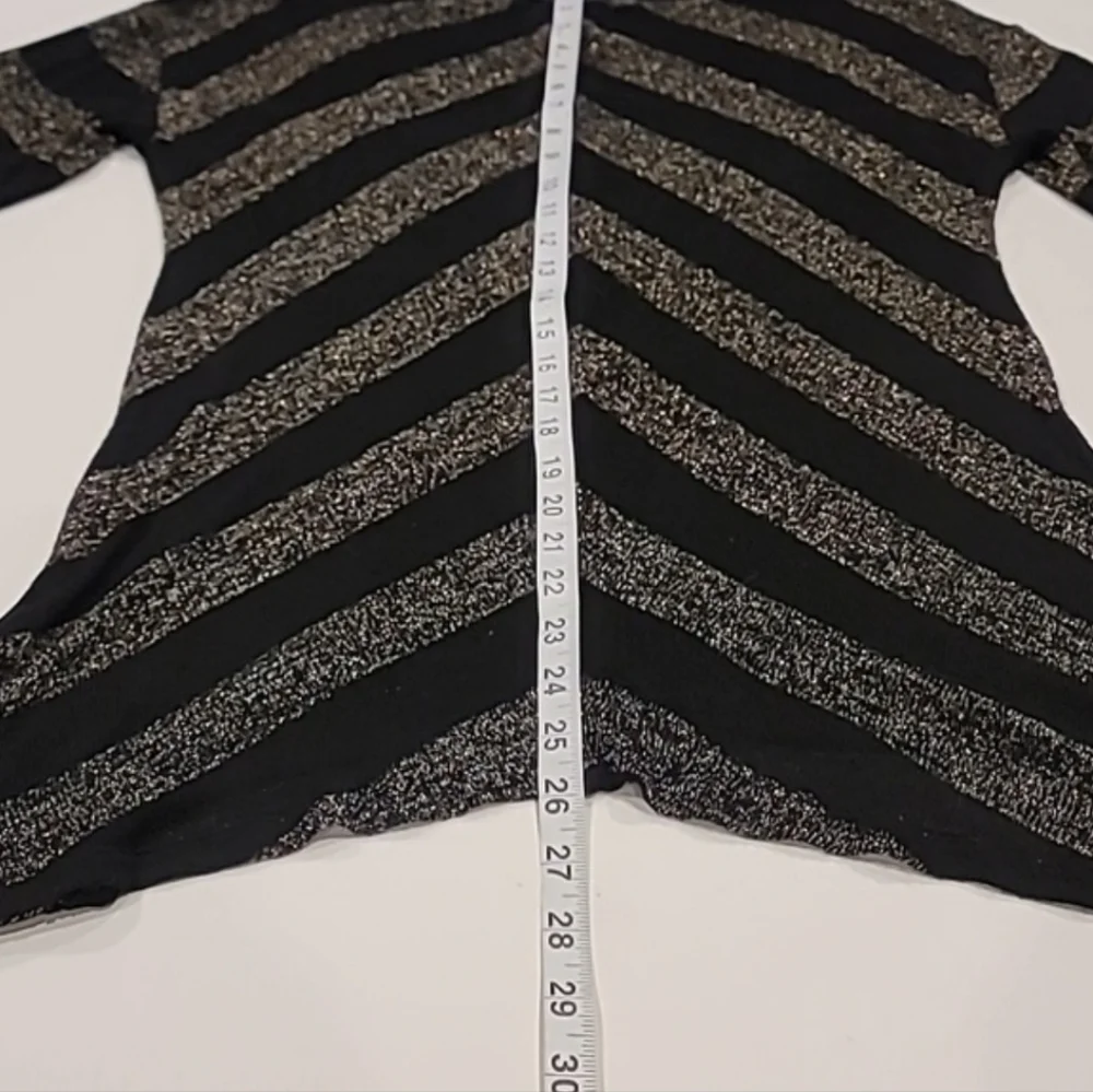 INC International Concepts Metallic Asymmetrical Semi Sheer Tunic Black Medium - Picture 12 of 12